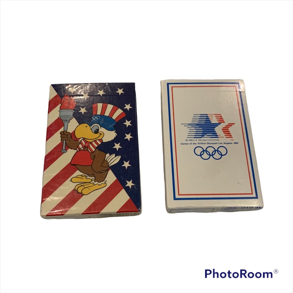 VINTAGE Playing Card Lot of 2 Sam The Olympic Eagle card Stars in Motion 1984